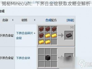 揭秘Minecraft：下界合金锭获取攻略全解析