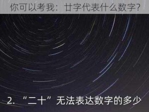 你可以考我：廿字代表什么数字？