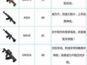 绝地求生全军出击：全武器特点解析，助你称霸战场