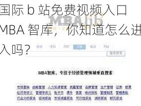 国际 b 站免费视频入口 MBA 智库，你知道怎么进入吗？