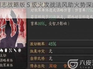 三国志战略版 S 级火攻战法风助火势深度解析