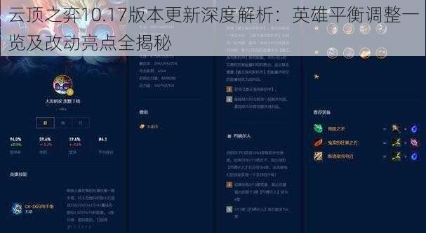 云顶之弈10.17版本更新深度解析：英雄平衡调整一览及改动亮点全揭秘