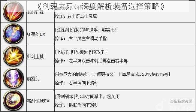 《剑魂之刃：深度解析装备选择策略》