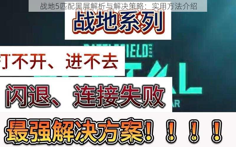 战地5匹配黑屏解析与解决策略：实用方法介绍