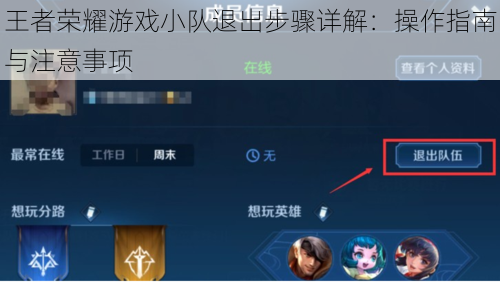 王者荣耀游戏小队退出步骤详解：操作指南与注意事项