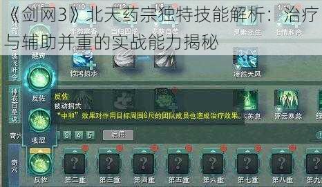 《剑网3》北天药宗独特技能解析：治疗与辅助并重的实战能力揭秘