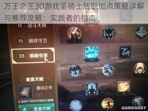 万王之王3D游戏圣骑士转职加点策略详解与推荐攻略：实践者的指南