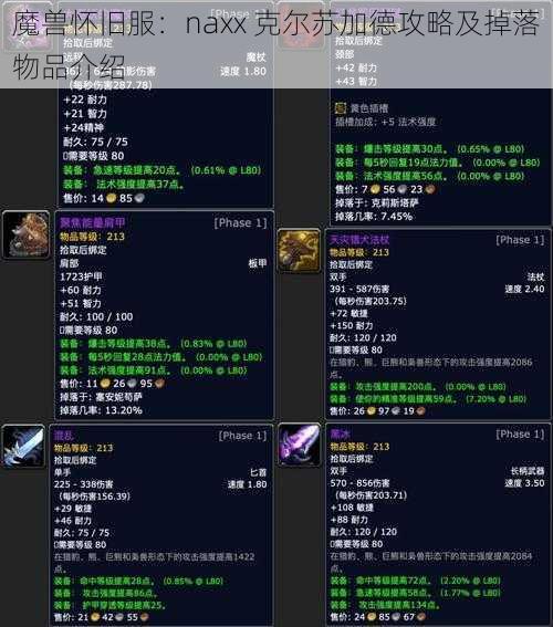 魔兽怀旧服：naxx 克尔苏加德攻略及掉落物品介绍