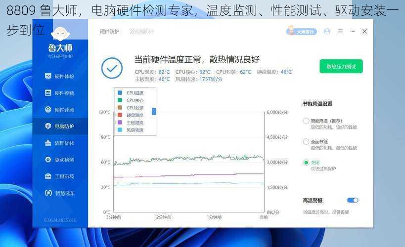 8809 鲁大师，电脑硬件检测专家，温度监测、性能测试、驱动安装一步到位