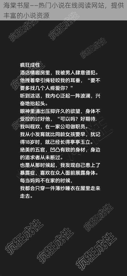 海棠书屋——热门小说在线阅读网站，提供丰富的小说资源