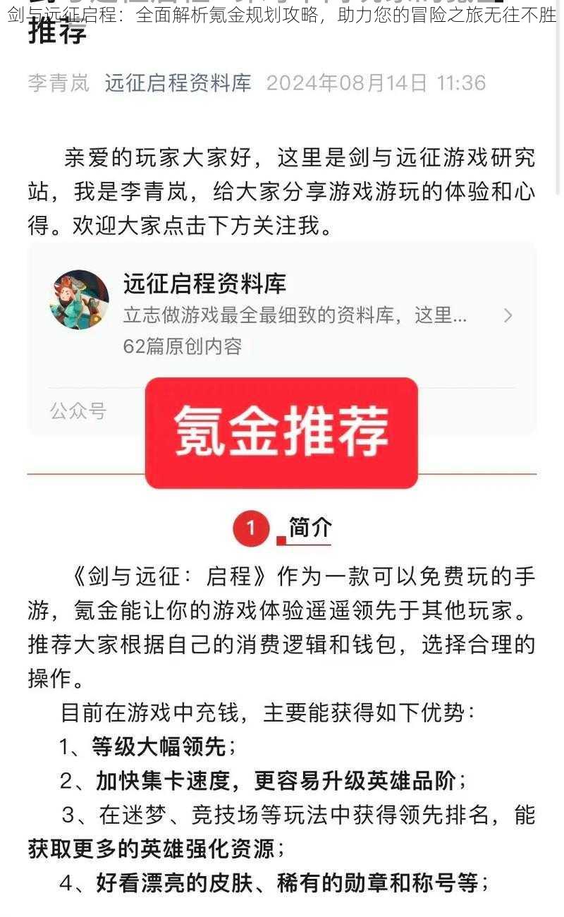 剑与远征启程：全面解析氪金规划攻略，助力您的冒险之旅无往不胜