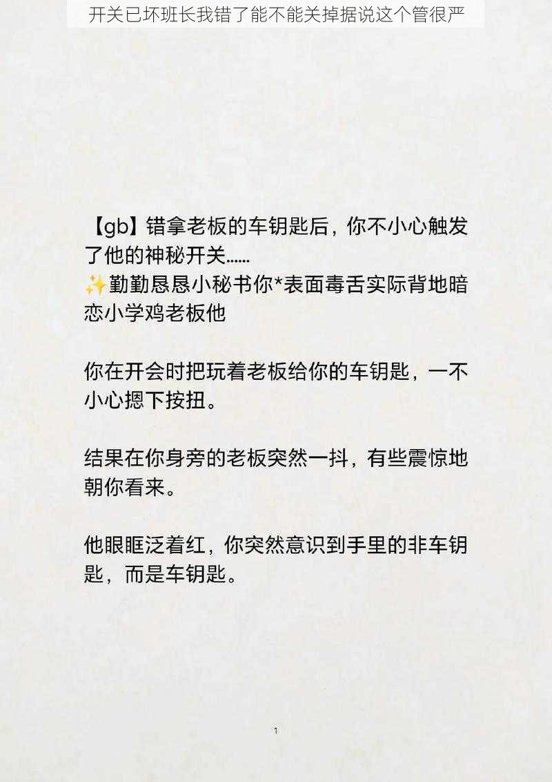 开关已坏班长我错了能不能关掉据说这个管很严