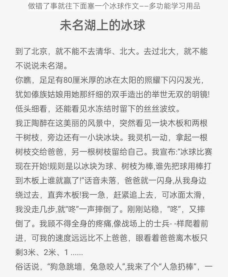 做错了事就往下面塞一个冰球作文——多功能学习用品