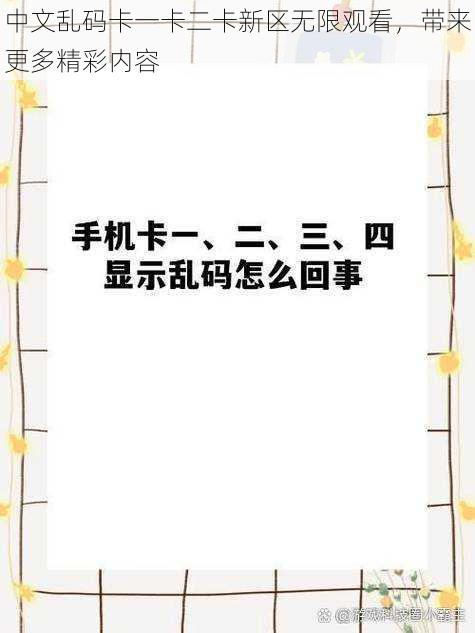 中文乱码卡一卡二卡新区无限观看，带来更多精彩内容