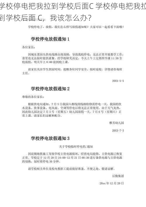 学校停电把我拉到学校后面C 学校停电把我拉到学校后面 C，我该怎么办？