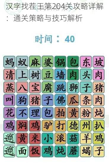 汉字找茬王第204关攻略详解：通关策略与技巧解析