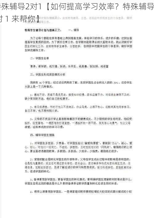 特殊辅导2对1【如何提高学习效率？特殊辅导 2 对 1 来帮你】