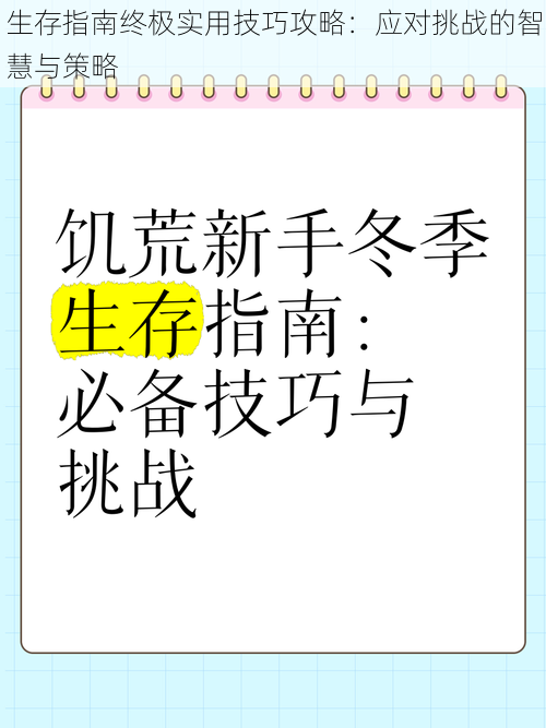 生存指南终极实用技巧攻略：应对挑战的智慧与策略