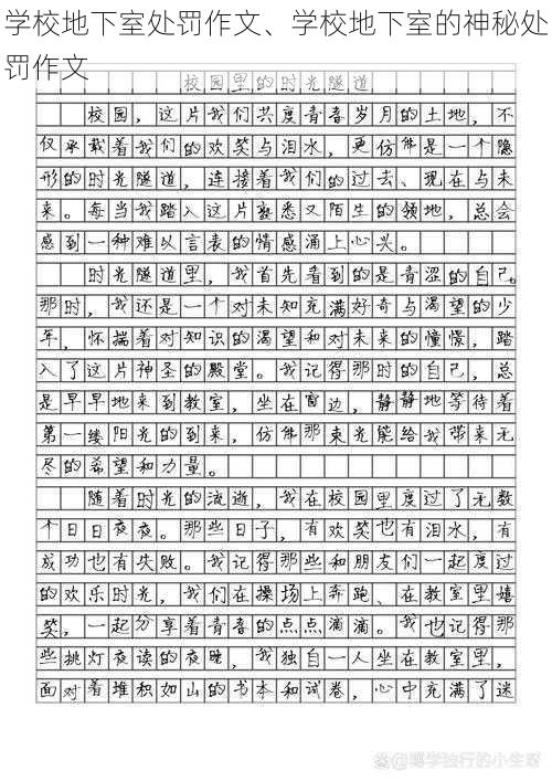 学校地下室处罚作文、学校地下室的神秘处罚作文