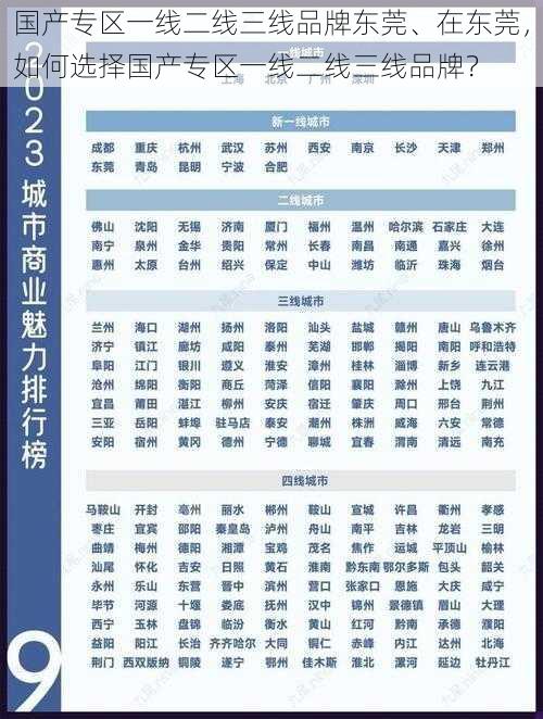 国产专区一线二线三线品牌东莞、在东莞，如何选择国产专区一线二线三线品牌？