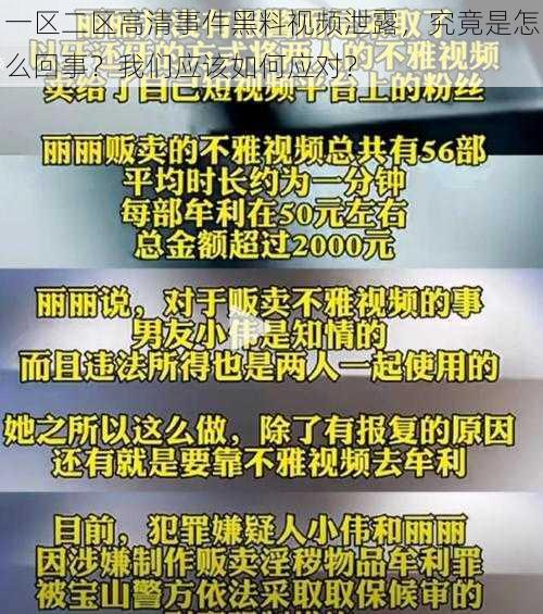 一区二区高清事件黑料视频泄露，究竟是怎么回事？我们应该如何应对？