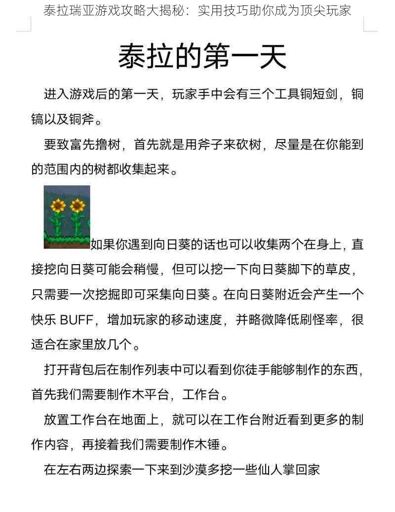 泰拉瑞亚游戏攻略大揭秘：实用技巧助你成为顶尖玩家