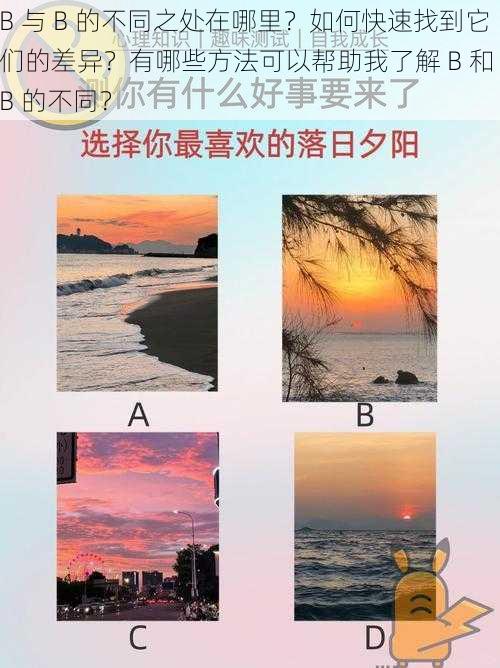 B 与 B 的不同之处在哪里？如何快速找到它们的差异？有哪些方法可以帮助我了解 B 和 B 的不同？