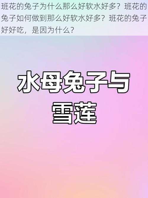 班花的兔子为什么那么好软水好多？班花的兔子如何做到那么好软水好多？班花的兔子好好吃，是因为什么？