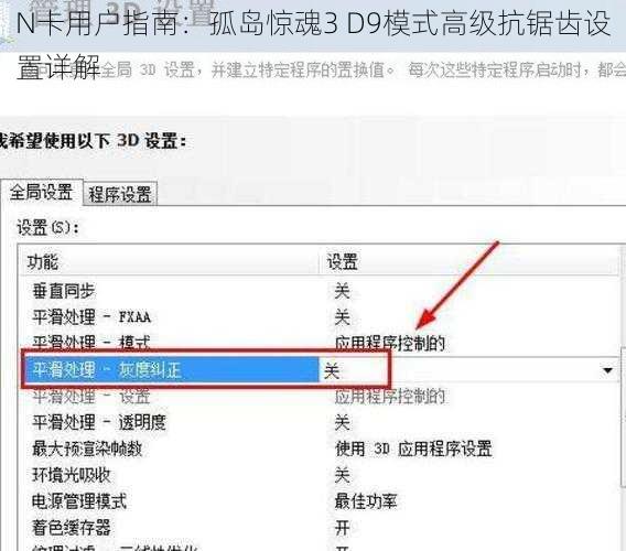 N卡用户指南：孤岛惊魂3 D9模式高级抗锯齿设置详解