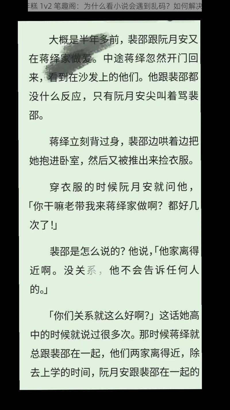 年糕 1v2 笔趣阁：为什么看小说会遇到乱码？如何解决？