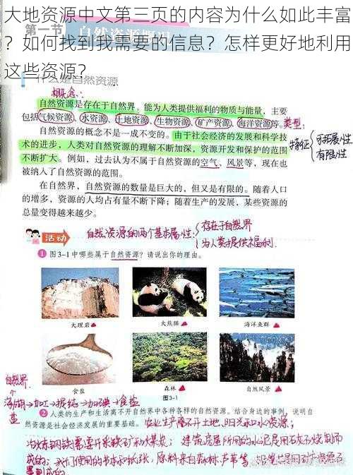 大地资源中文第三页的内容为什么如此丰富？如何找到我需要的信息？怎样更好地利用这些资源？