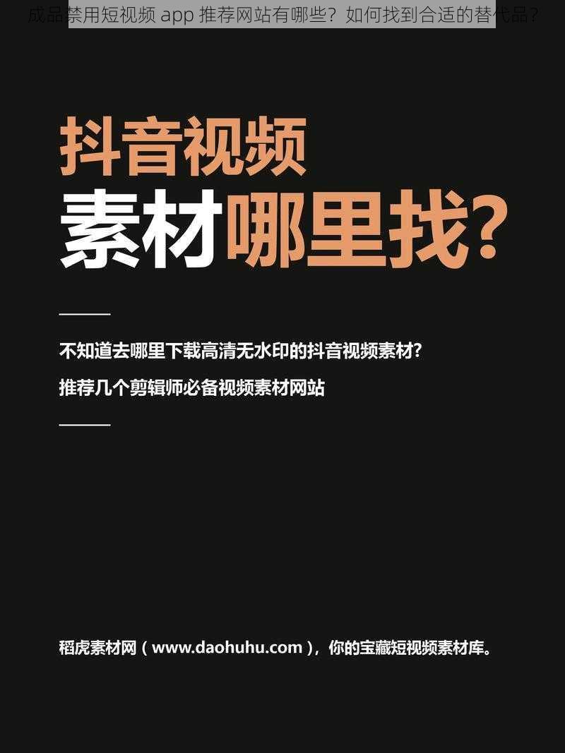 成品禁用短视频 app 推荐网站有哪些？如何找到合适的替代品？