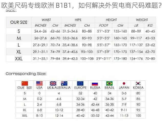 欧美尺码专线欧洲 B1B1，如何解决外贸电商尺码难题？