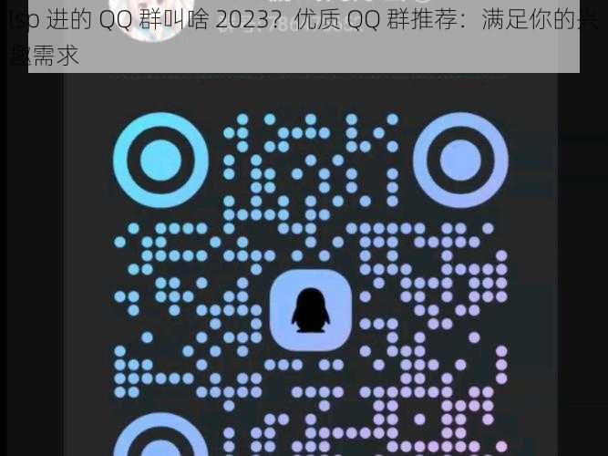 lsp 进的 QQ 群叫啥 2023？优质 QQ 群推荐：满足你的兴趣需求