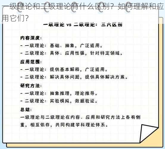 一级理论和二级理论有什么区别？如何理解和应用它们？